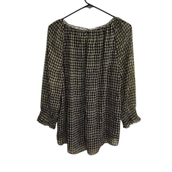 Classic Houndstooth Blouse Soft Surroundings‎ Gold Shimmer Size L - Picture 4 of 7